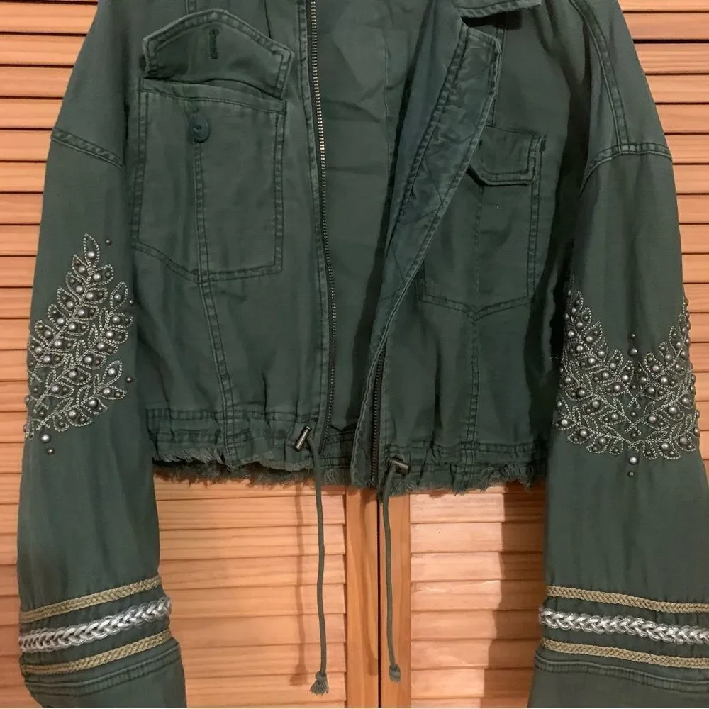 Free People Army green Zip Up Jacket size XS